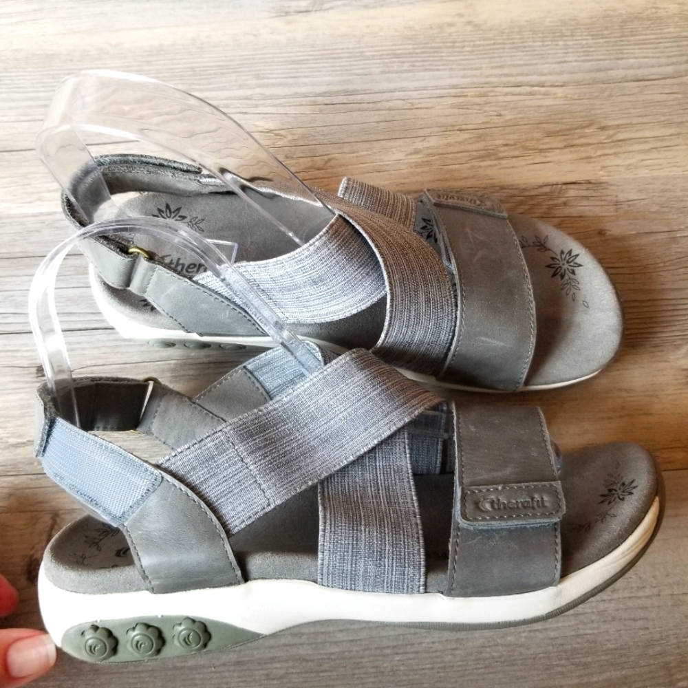 Therafit Jessica Leather Adjustable Cross Strap Sandal Shoes